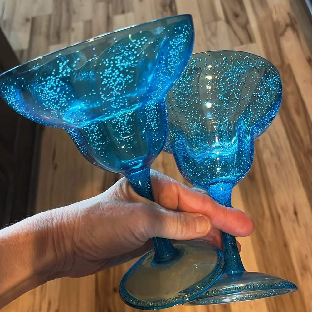 Fun Party Blue Long Stem Hard Plastic Glasses